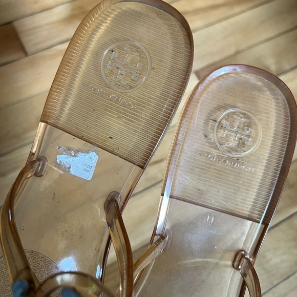 Tory Burch Transparent Sandals with Silver Logo - Picture 4 of 6